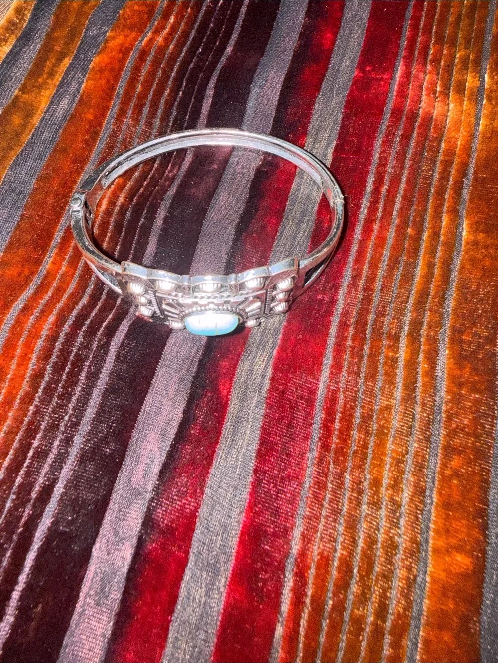 Silver Cuff Bracelet with Turquoise Stone